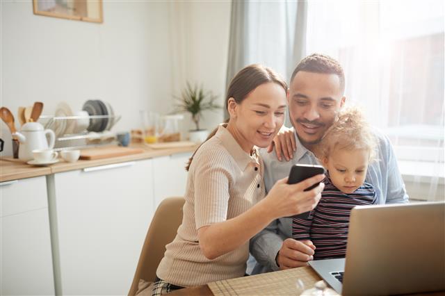 Family of three - work from home